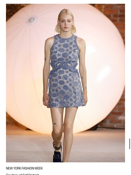 Self-Portrait Dresses & Skirts - SELF-PORTRAIT Cutout Geometric Lace Dress — Steel Blue / Nude Illusion | US 8